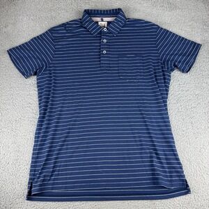Relwen Pique Slot Polo in Blue Striped Short Sleeve Men's Size Xl